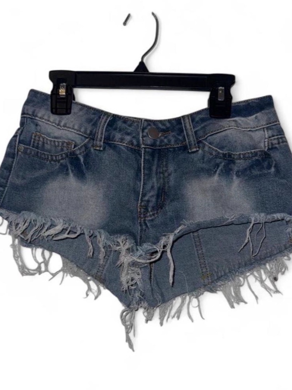 SHEIN Distressed Frayed Hem Denim Shorts - Blue